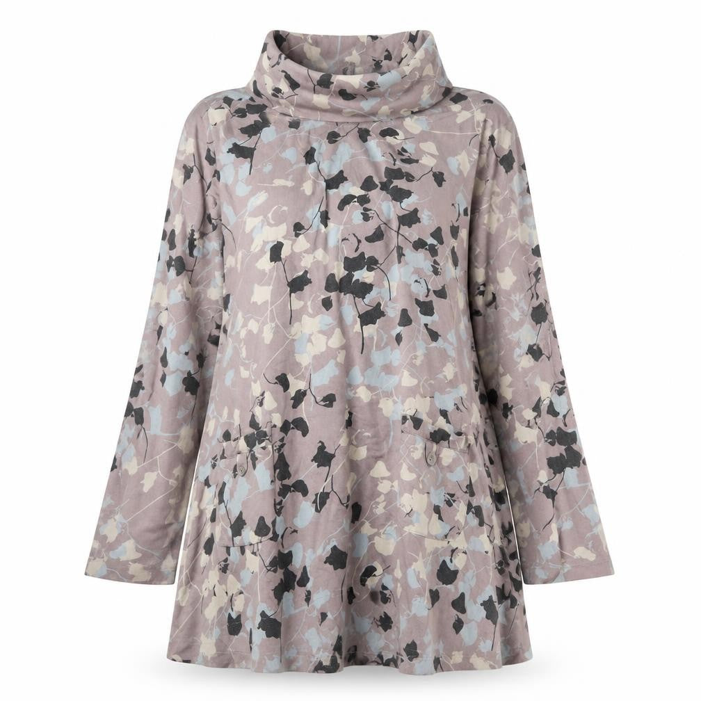 Adini Womens Purple Floral 100% Cotton Jumper Dress Size S Roll Neck Pullover