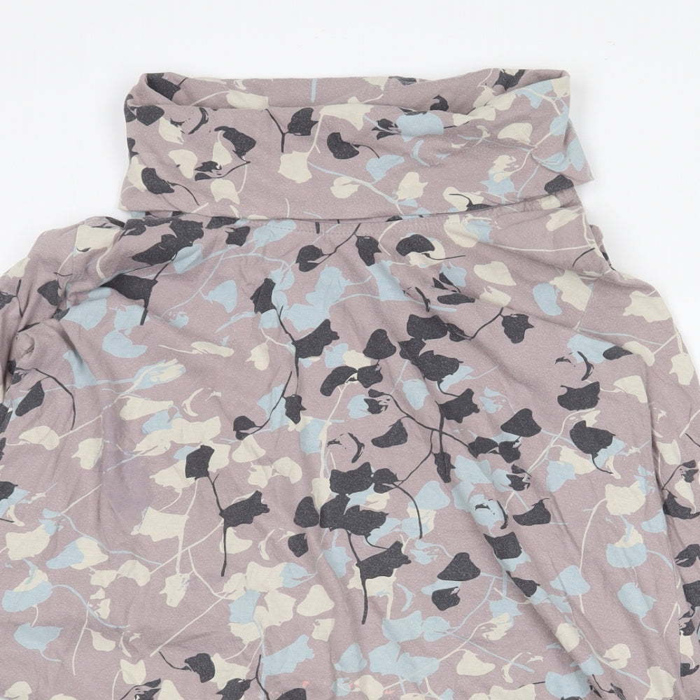 Adini Womens Purple Floral 100% Cotton Jumper Dress Size S Roll Neck Pullover
