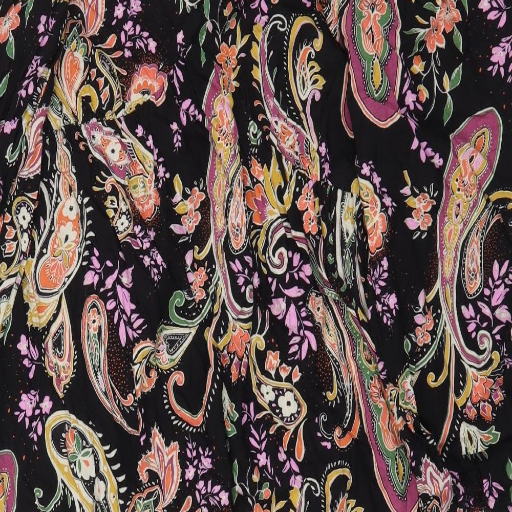 Papaya Womens Black Floral Viscose Maxi Size 12 V-Neck Pullover