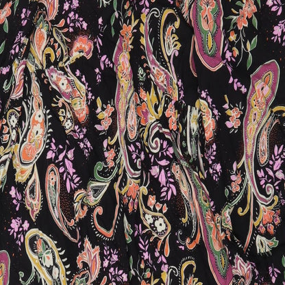 Papaya Womens Black Floral Viscose Maxi Size 12 V-Neck Pullover