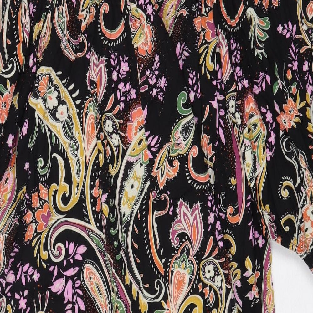 Papaya Womens Black Floral Viscose Maxi Size 12 V-Neck Pullover