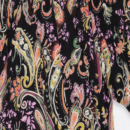 Papaya Womens Black Floral Viscose Maxi Size 12 V-Neck Pullover