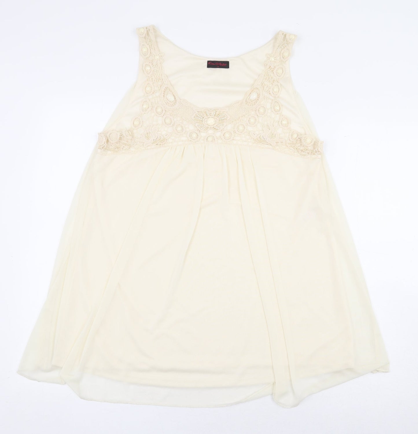 Miss Selfridge Womens White Polyester Basic Blouse Size 14 V-Neck - Cream