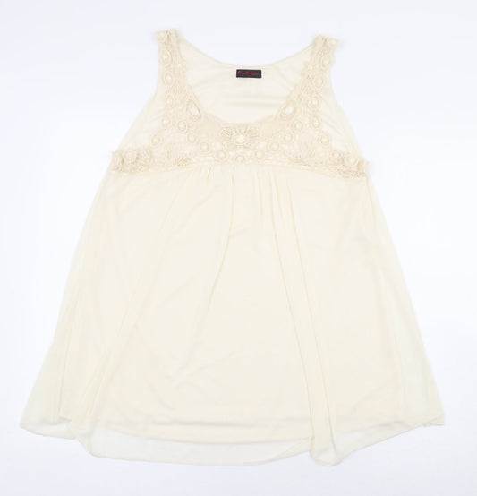 Miss Selfridge Womens White Polyester Basic Blouse Size 14 V-Neck - Cream