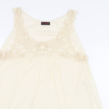 Miss Selfridge Womens White Polyester Basic Blouse Size 14 V-Neck - Cream