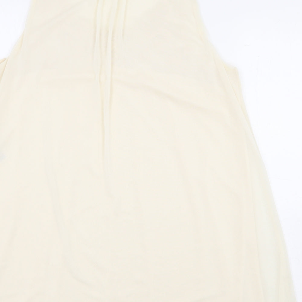 Miss Selfridge Womens White Polyester Basic Blouse Size 14 V-Neck - Cream