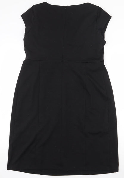 JoJo Maman Bébé Womens Black Viscose A-Line Size 14 Square Neck Zip
