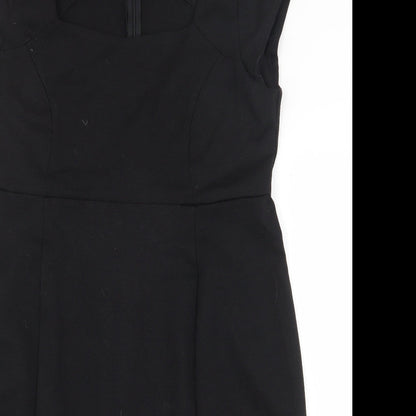 JoJo Maman Bébé Womens Black Viscose A-Line Size 14 Square Neck Zip