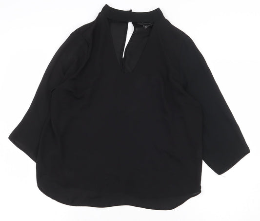 Womens UK Size 10 Atmosphere Black Basic Blouse