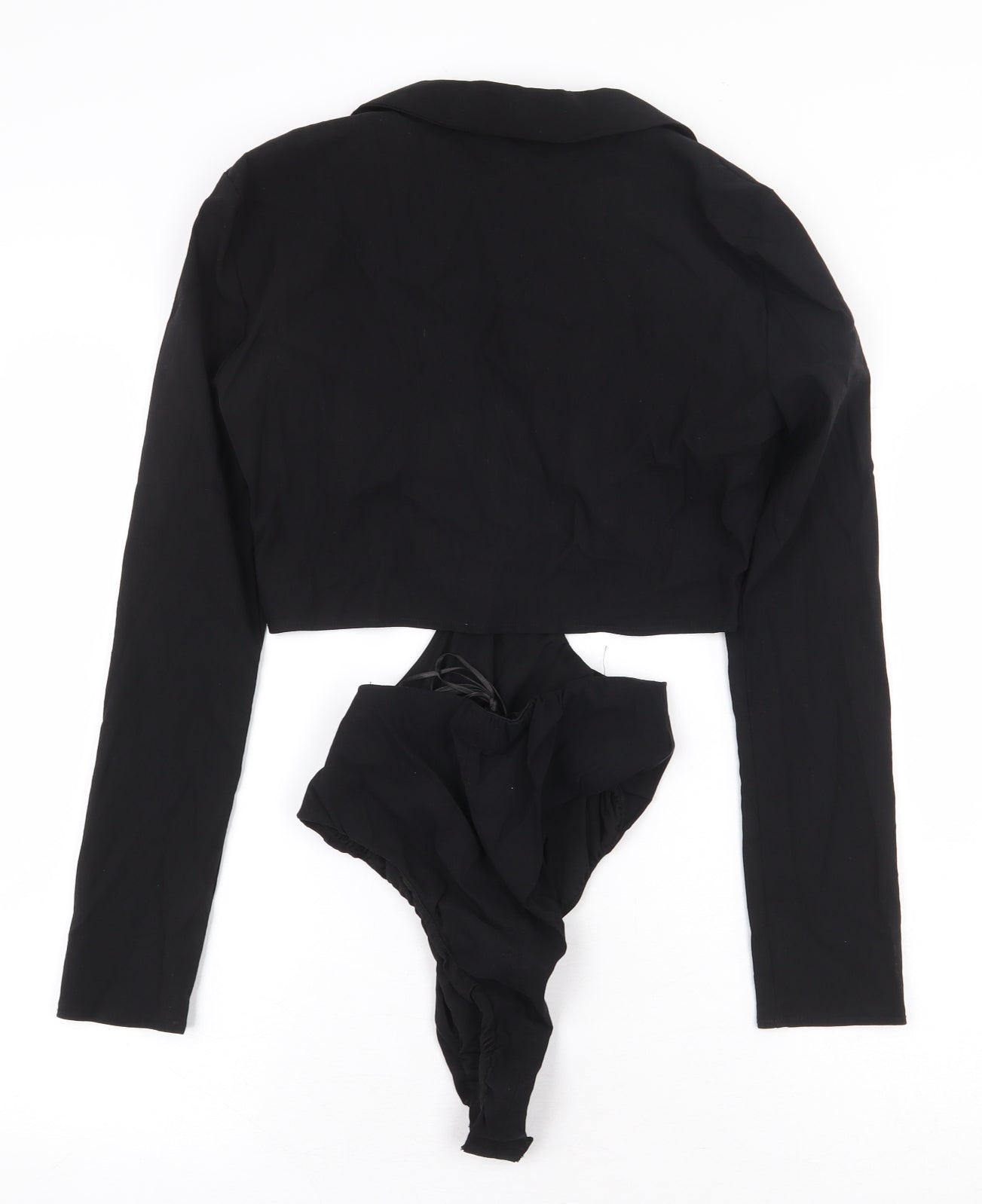 Zara Womens Black Polyester Bodysuit One-Piece Size S Snap