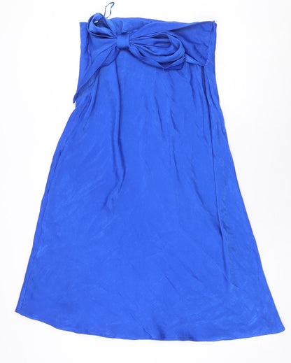 F&F Womens Blue Polyester A-Line Size 14 Off the Shoulder Tie