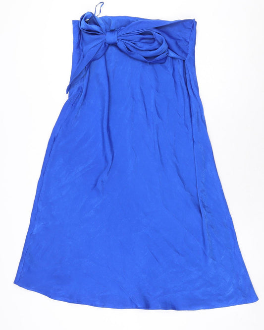 F&F Womens Blue Polyester A-Line Size 14 Off the Shoulder Tie