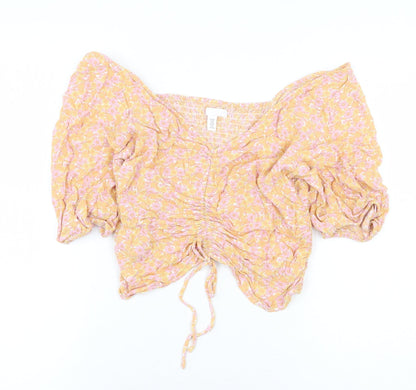 Womens UK Size M H&M Multicoloured Cropped Blouse