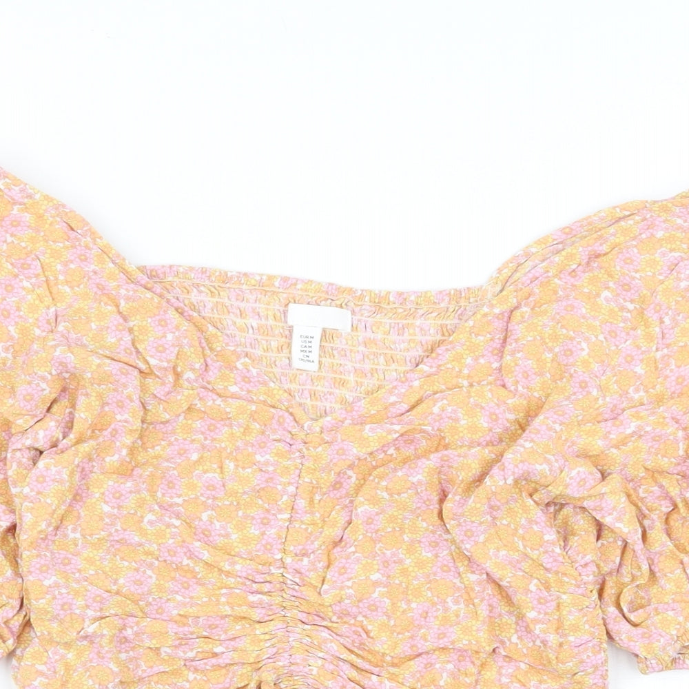 Womens UK Size M H&M Multicoloured Cropped Blouse