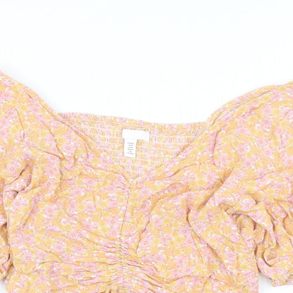 Womens UK Size M H&M Multicoloured Cropped Blouse