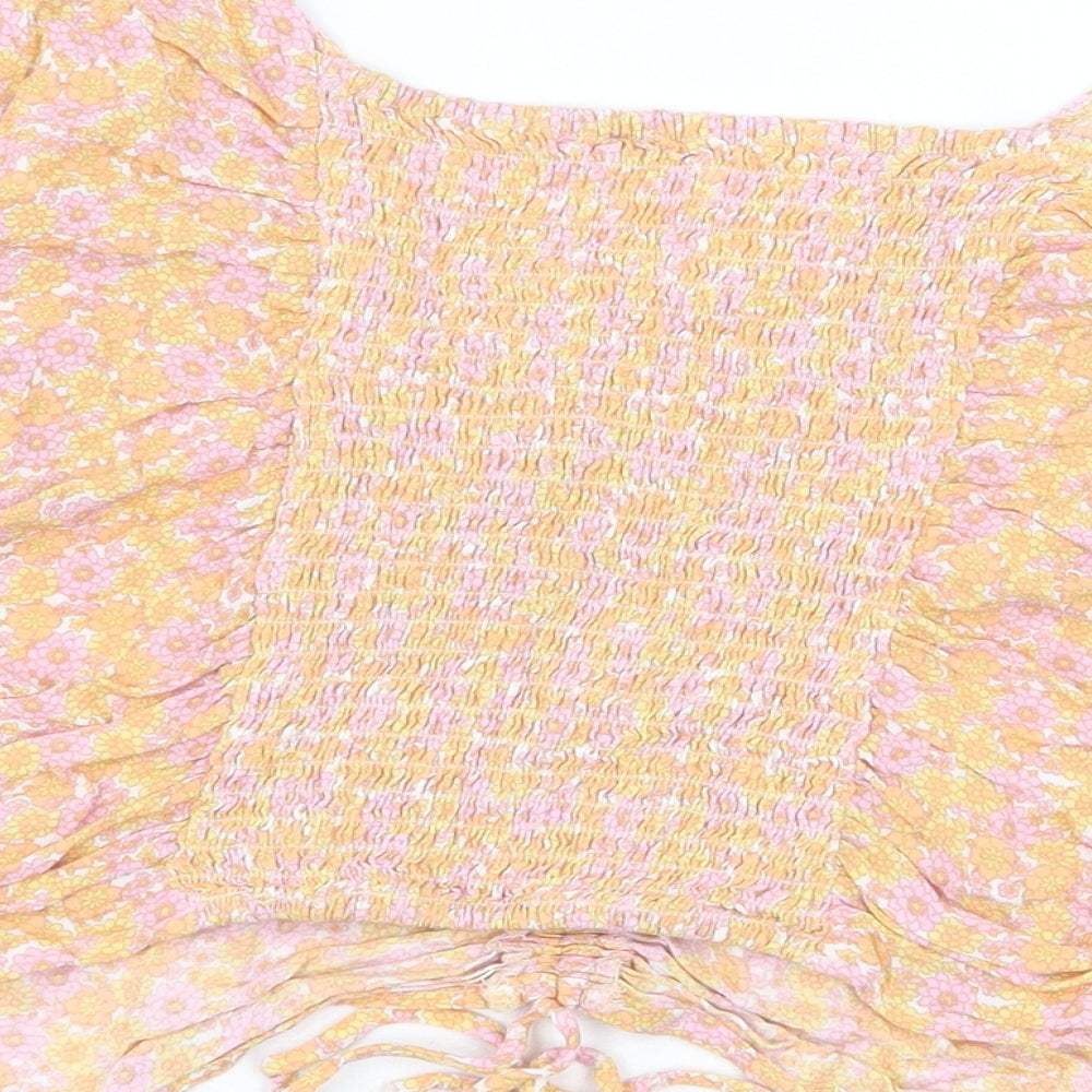 Womens UK Size M H&M Multicoloured Cropped Blouse