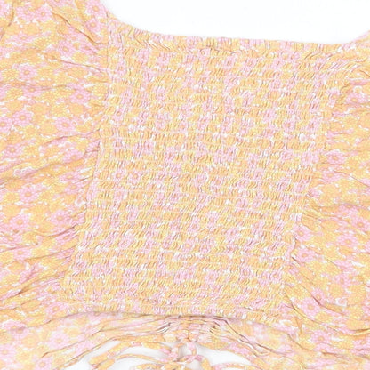 Womens UK Size M H&M Multicoloured Cropped Blouse