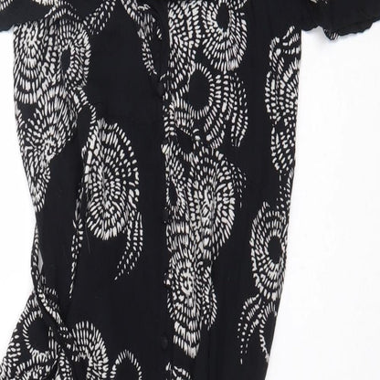 River Island Womens Black Geometric Viscose Maxi Size 8 Off the Shoulder Pullover - Slit