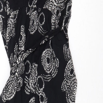 River Island Womens Black Geometric Viscose Maxi Size 8 Off the Shoulder Pullover - Slit
