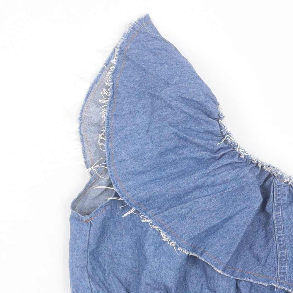 Womens UK Size S Nasty Gal Blue Cropped Tank
