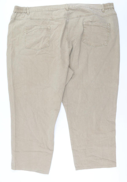 Casual Comfort Womens Beige Cotton Straight Jeans Size 50 in L26 in Regular Button