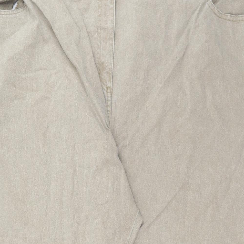 Casual Comfort Womens Beige Cotton Straight Jeans Size 50 in L26 in Regular Button