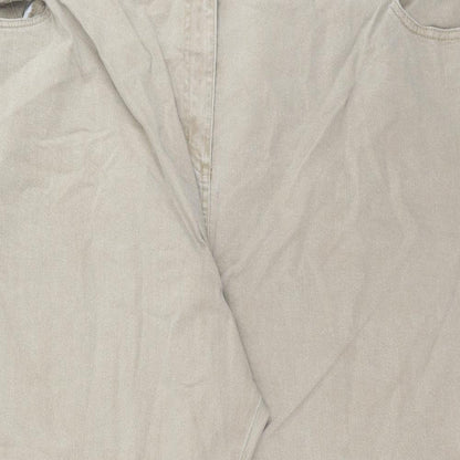 Casual Comfort Womens Beige Cotton Straight Jeans Size 50 in L26 in Regular Button