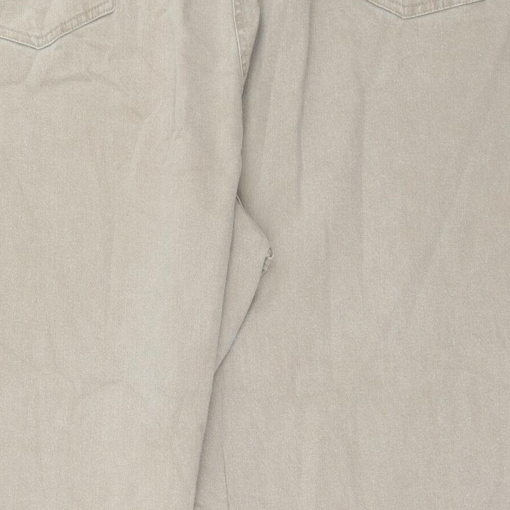 Casual Comfort Womens Beige Cotton Straight Jeans Size 50 in L26 in Regular Button