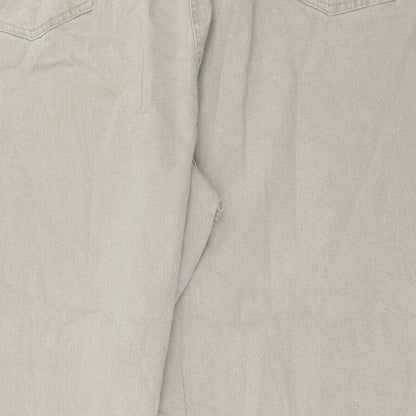 Casual Comfort Womens Beige Cotton Straight Jeans Size 50 in L26 in Regular Button