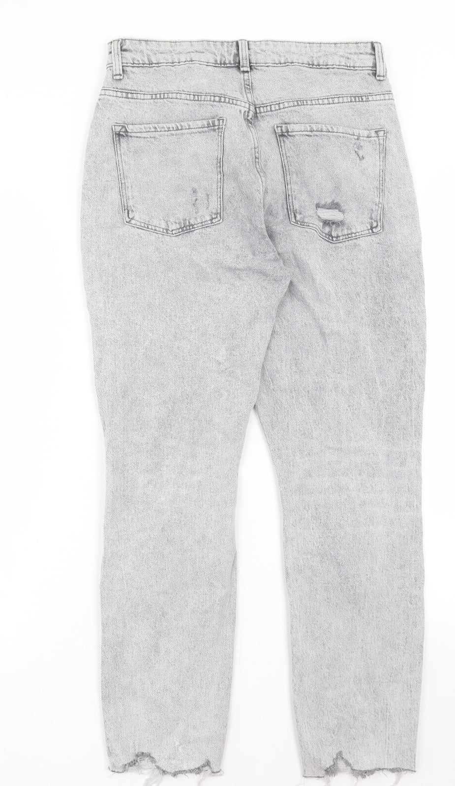 Denim & Co. Womens Grey Cotton Straight Jeans Size 12 L27 in Regular Button