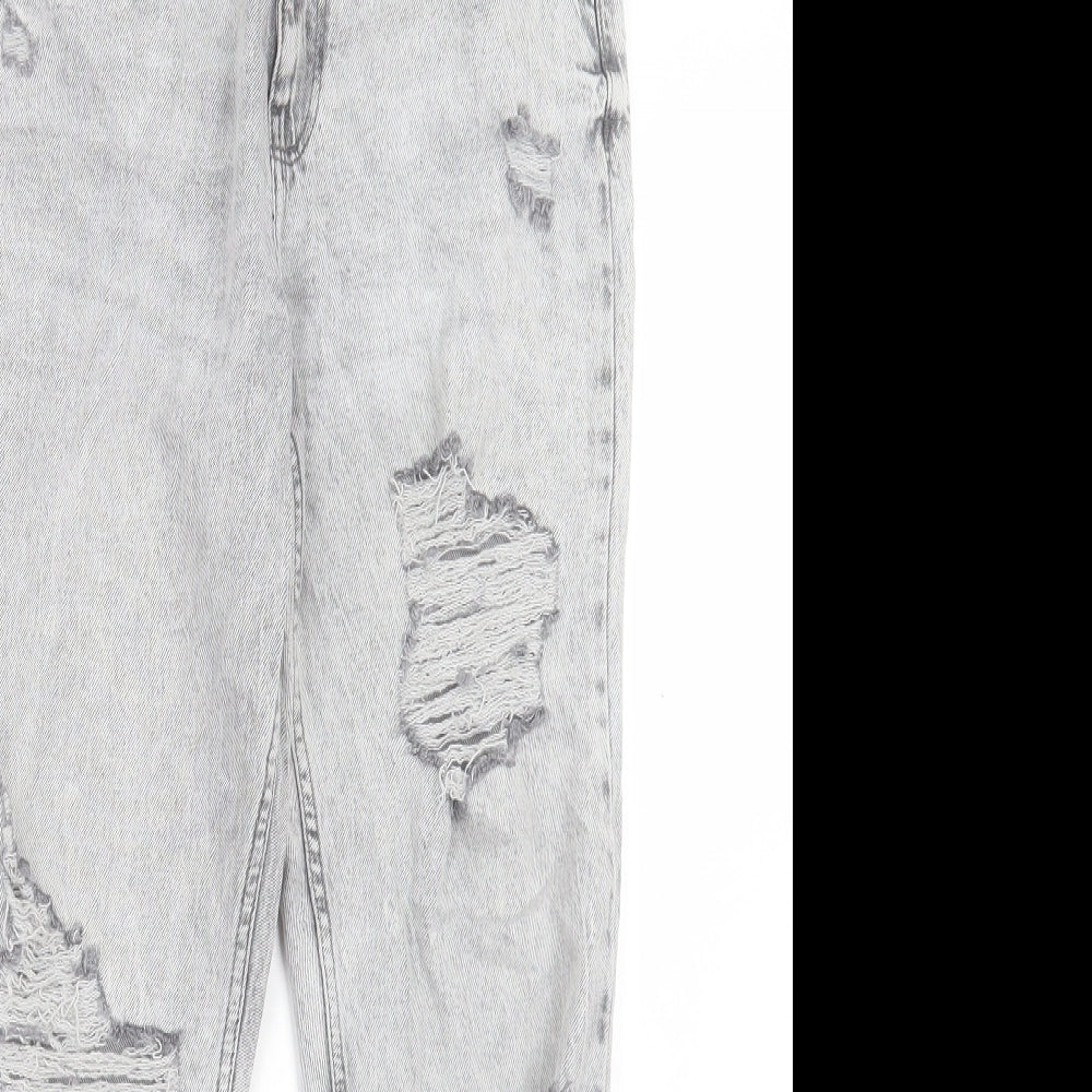 Denim & Co. Womens Grey Cotton Straight Jeans Size 12 L27 in Regular Button