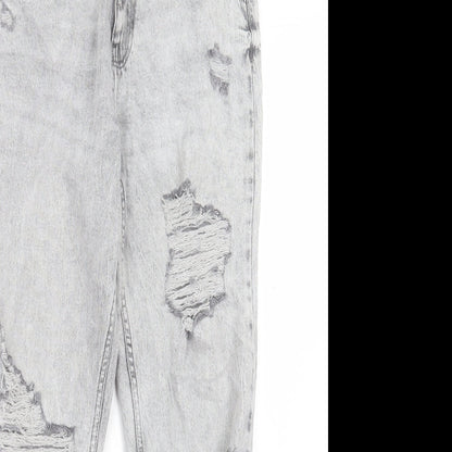 Denim & Co. Womens Grey Cotton Straight Jeans Size 12 L27 in Regular Button