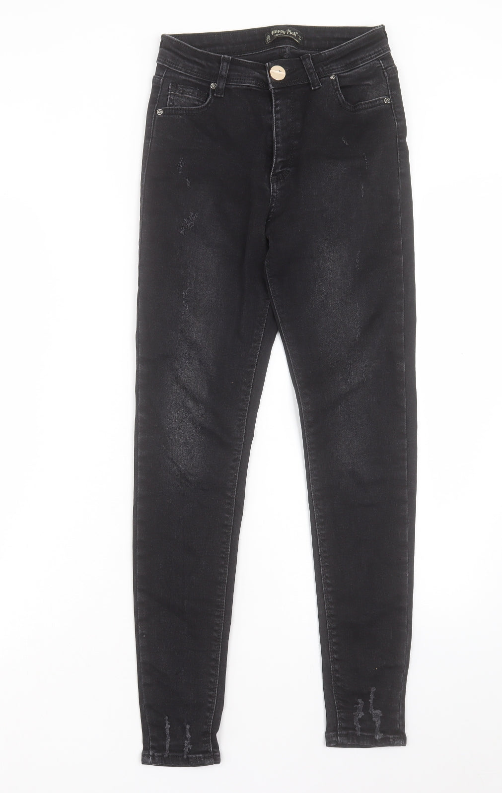 Happy Pink Womens Black Cotton Skinny Jeans Size 24 in L27 in Regular Button