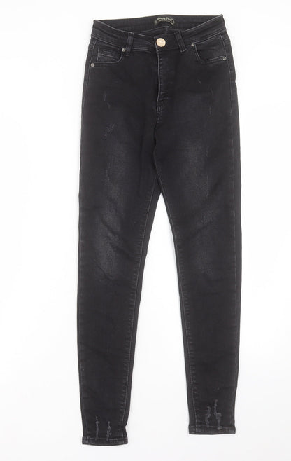 Happy Pink Womens Black Cotton Skinny Jeans Size 24 in L27 in Regular Button
