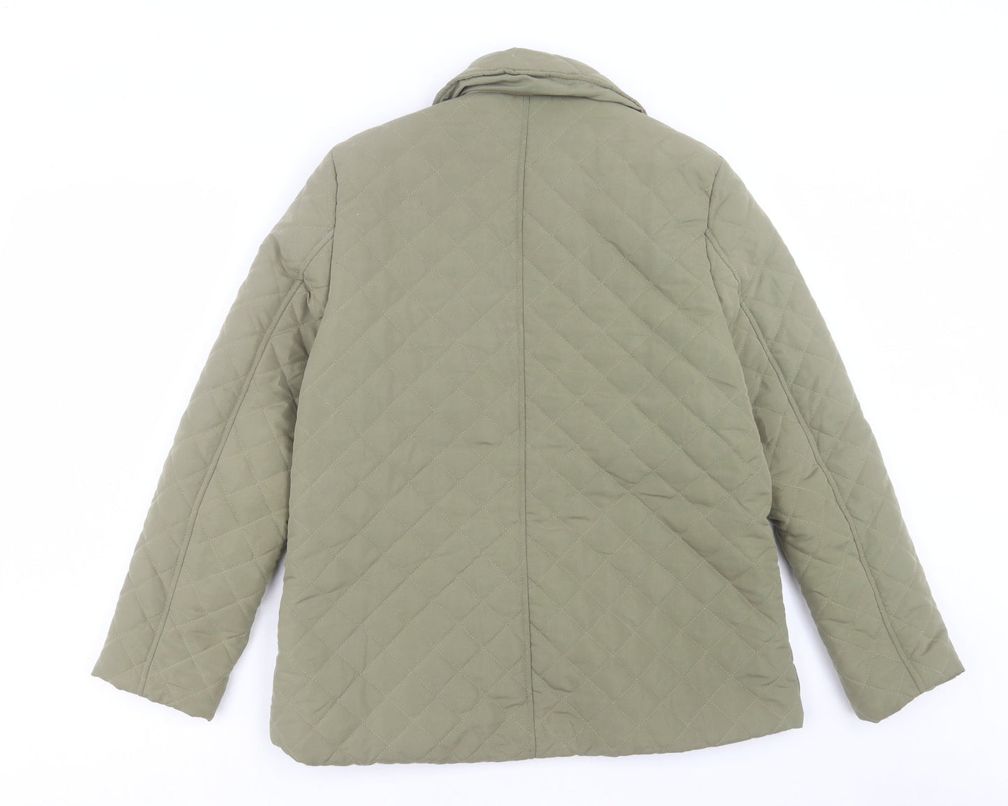 Dixie Womens Green Quilted Coat Size 16 Button