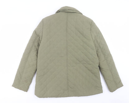 Dixie Womens Green Quilted Coat Size 16 Button