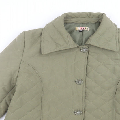 Dixie Womens Green Quilted Coat Size 16 Button