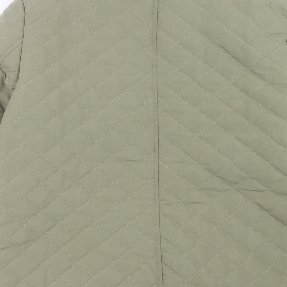 Dixie Womens Green Quilted Coat Size 16 Button