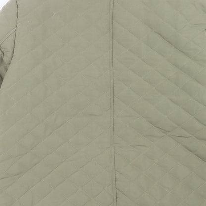 Dixie Womens Green Quilted Coat Size 16 Button
