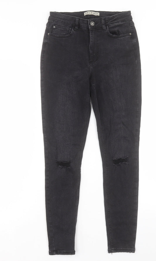 Denim & Co. Womens Black Cotton Skinny Jeans Size 8 L27 in Regular Button