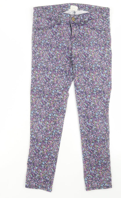 Womens UK Size M Preworn Regular Fit Cropped Multicoloured Jeans