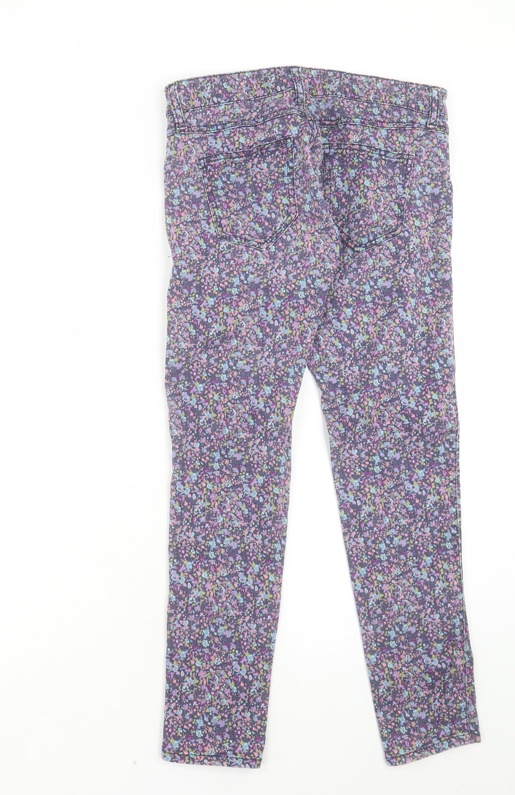 Womens UK Size M Preworn Regular Fit Cropped Multicoloured Jeans