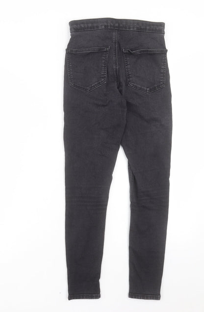 Topshop Womens Black Cotton Skinny Jeans Size 28 in L25 in Regular Button - To Fit 30
