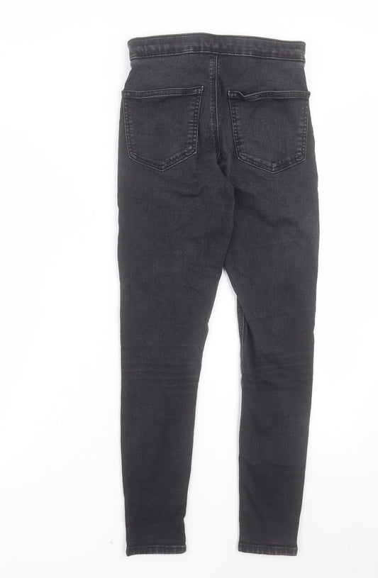 Topshop Womens Black Cotton Skinny Jeans Size 28 in L25 in Regular Button - To Fit 30
