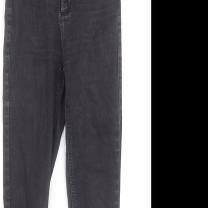 Topshop Womens Black Cotton Skinny Jeans Size 28 in L25 in Regular Button - To Fit 30