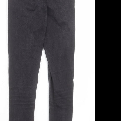 Topshop Womens Black Cotton Skinny Jeans Size 28 in L25 in Regular Button - To Fit 30