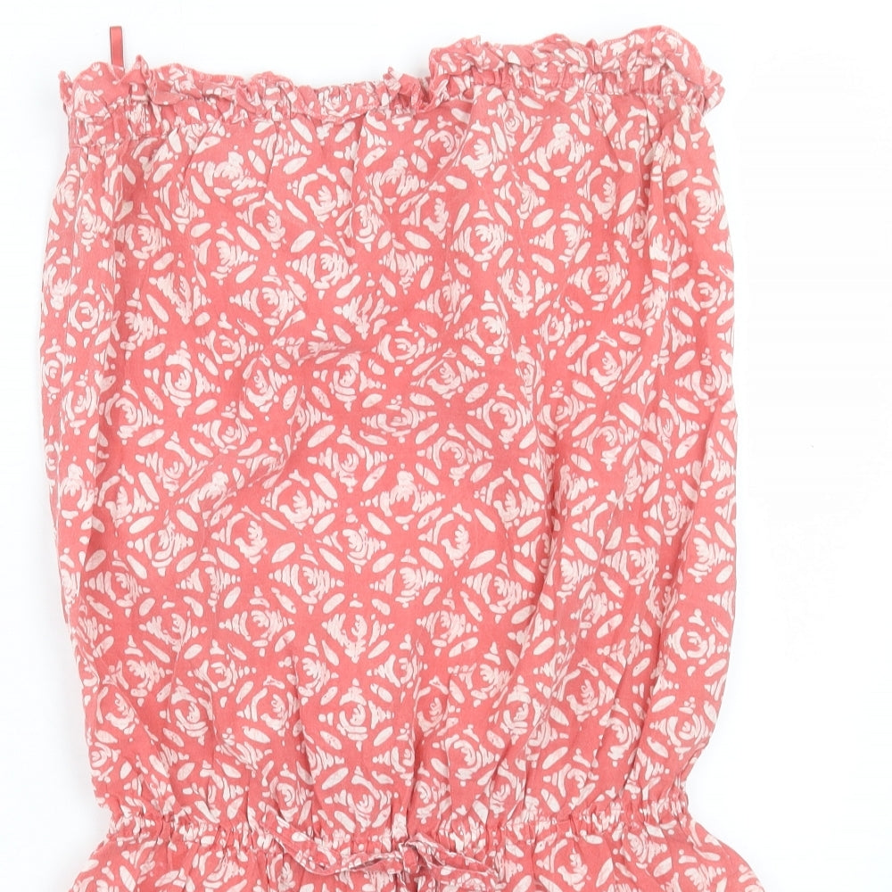 NEXT Womens Red Geometric Cotton A-Line Size 12 Off the Shoulder Pullover