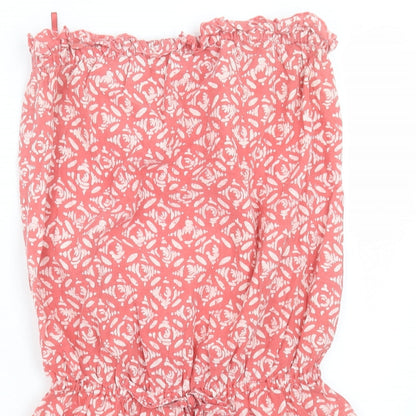 NEXT Womens Red Geometric Cotton A-Line Size 12 Off the Shoulder Pullover