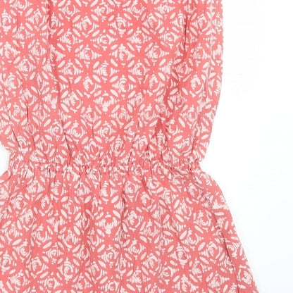 NEXT Womens Red Geometric Cotton A-Line Size 12 Off the Shoulder Pullover