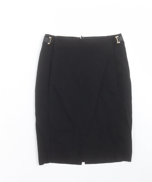 Mango Womens Black Polyester Straight & Pencil Skirt Size 6 Zip